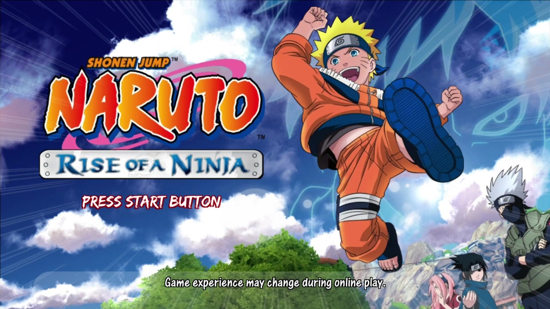 Naruto: Rise of a Ninja title screen for Xbox 360